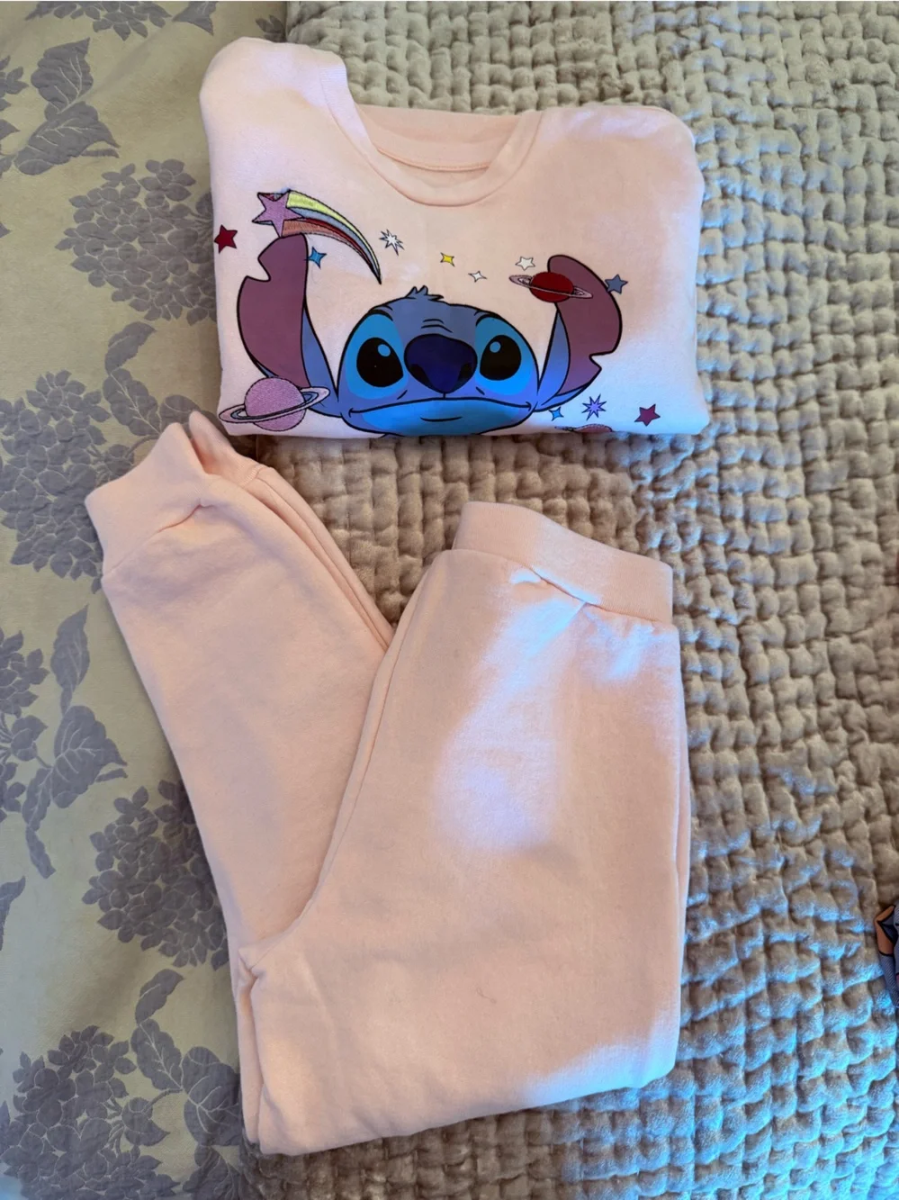 Disney Pink Stitch Space-Print Pajama Set